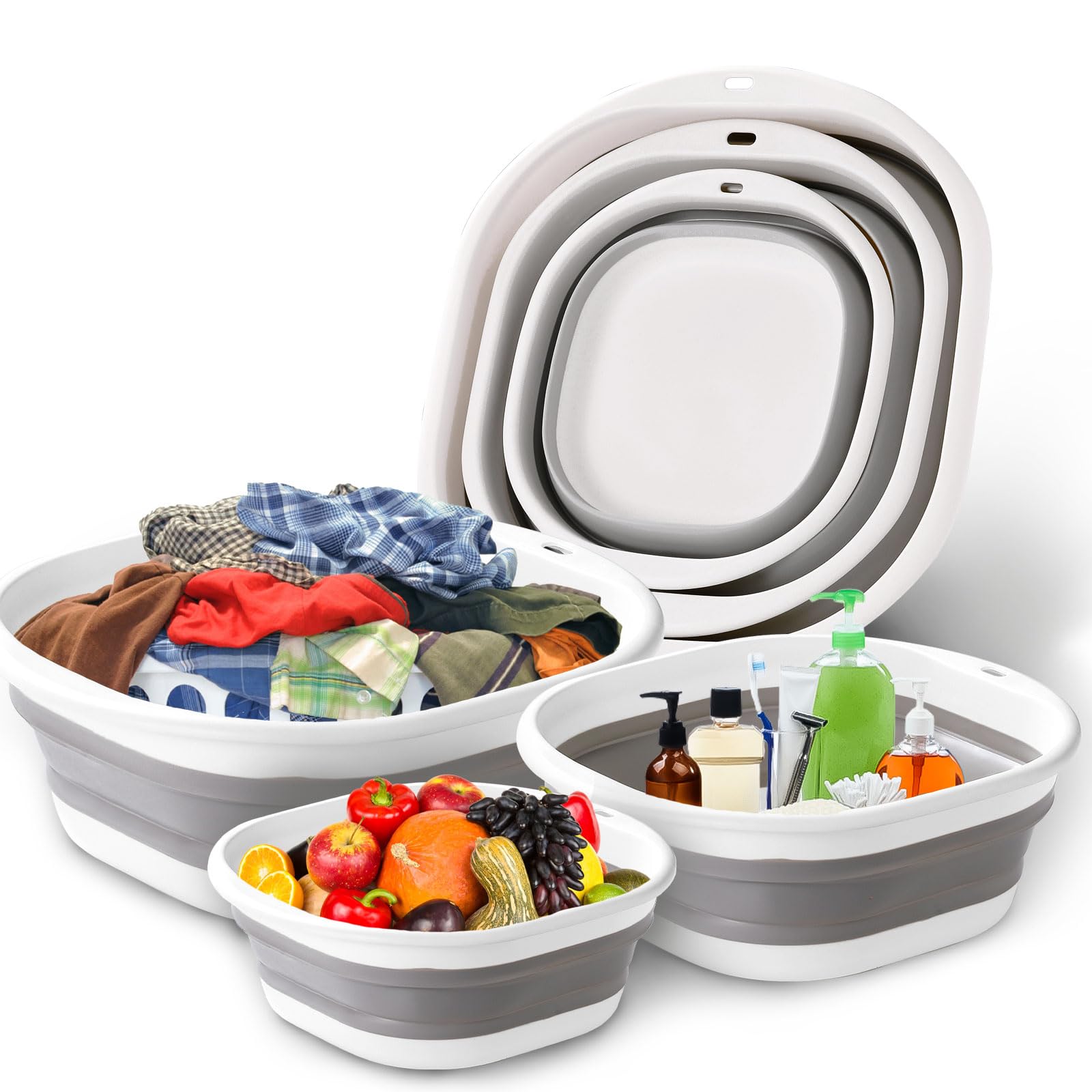 Camping Cooking Meals - 3 pacote dobrável banheira lavatório cestas