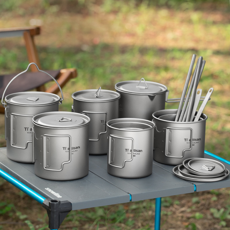Camping Cooking Utensil Set - Tiartisan ao ar livre titânio leve