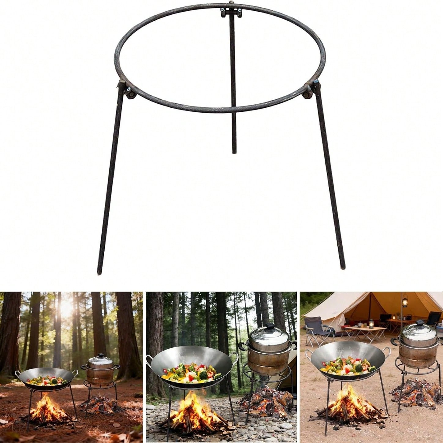Camping Cooking Rack - Tripé Portátil para Acampamento ao Ar