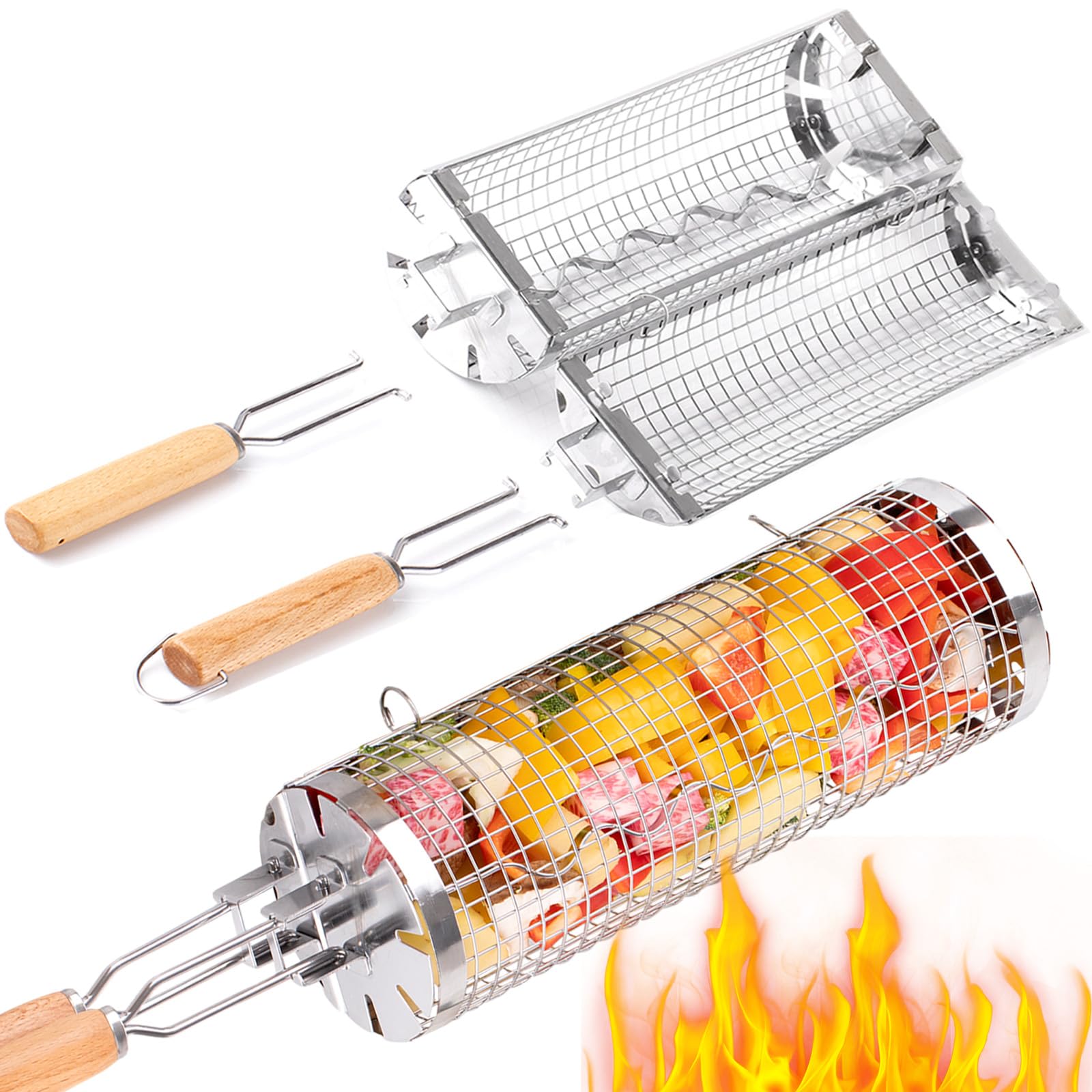 Camping Cooking Mesh - Buyies cesta de grelha rolante, tubo