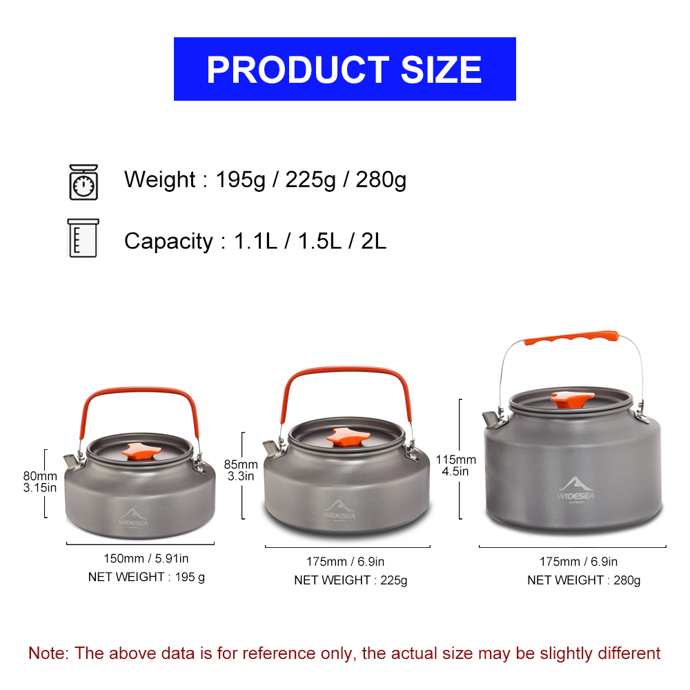 Widesea-Camping Chaleira, 1.1L - Camping Cooking Utensil Set avaliação e preço