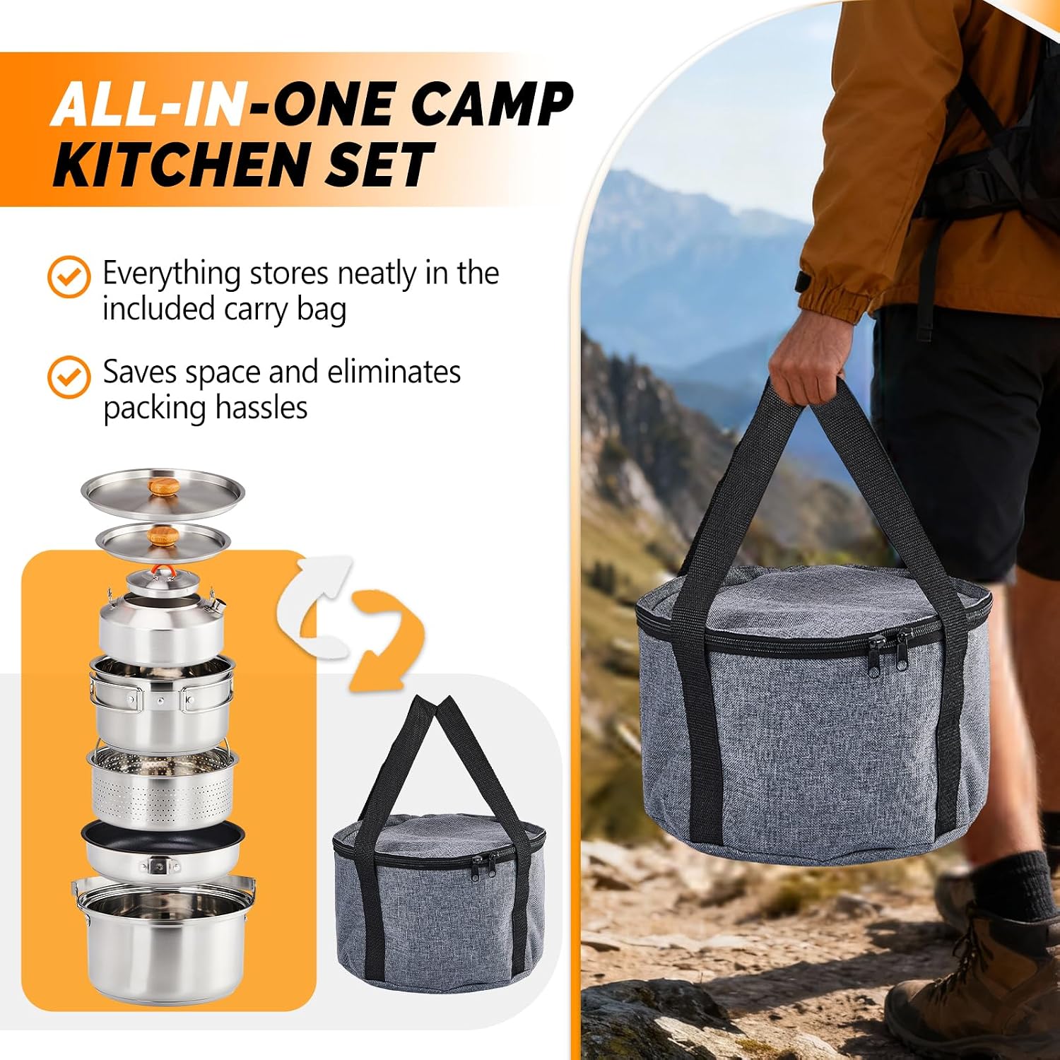 Conjunto de Utensílios de Cozi - Camping Cooking Set avaliação e preço