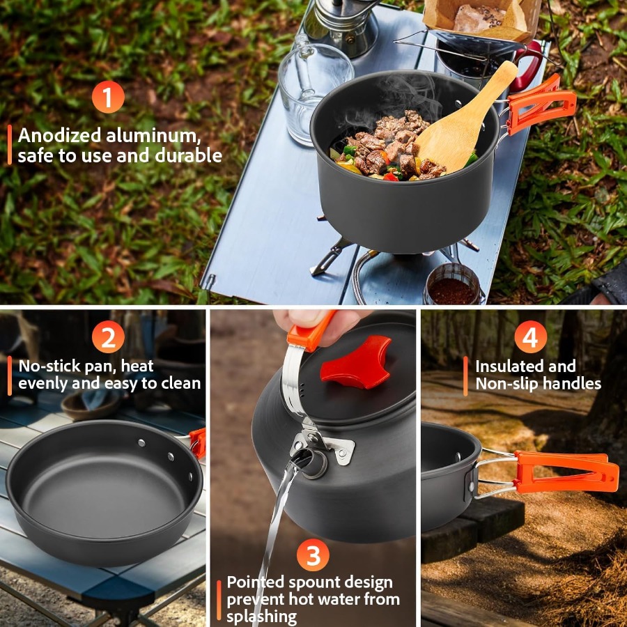 Conjunto de Utensílios de Cozi - Camping Cooking Set avaliação e preço