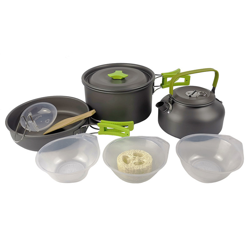 Kit de panelas para acampament - Camping Cooking Box Set avaliação e preço