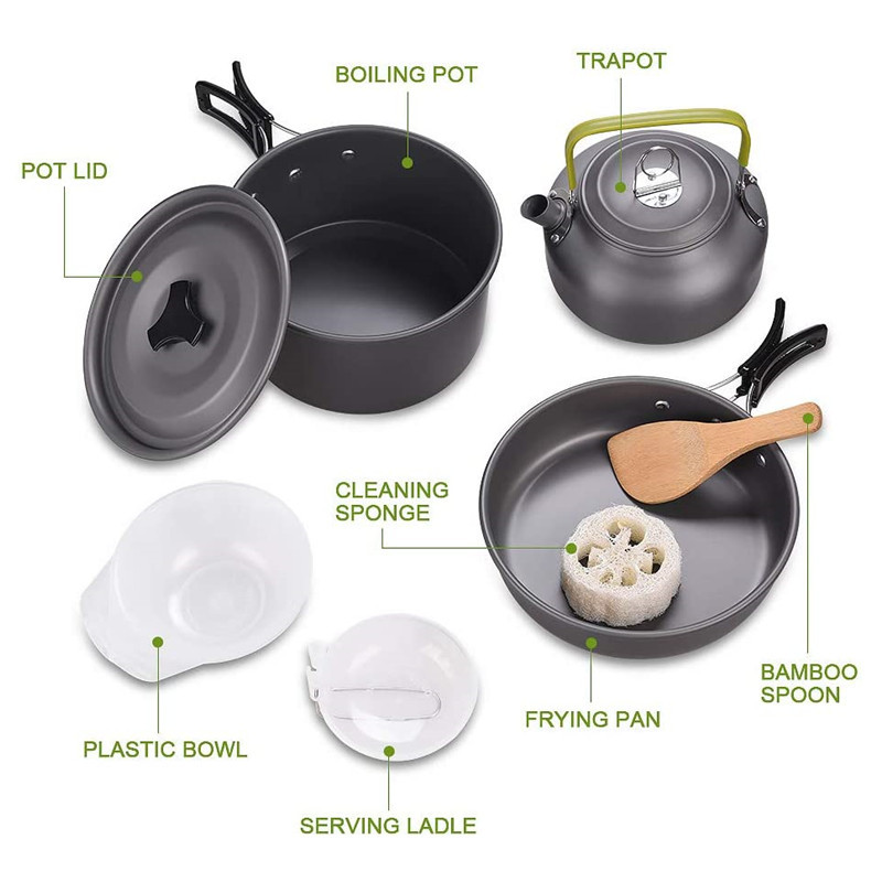 Kit de panelas para acampament - Camping Cooking Box Set avaliação e preço